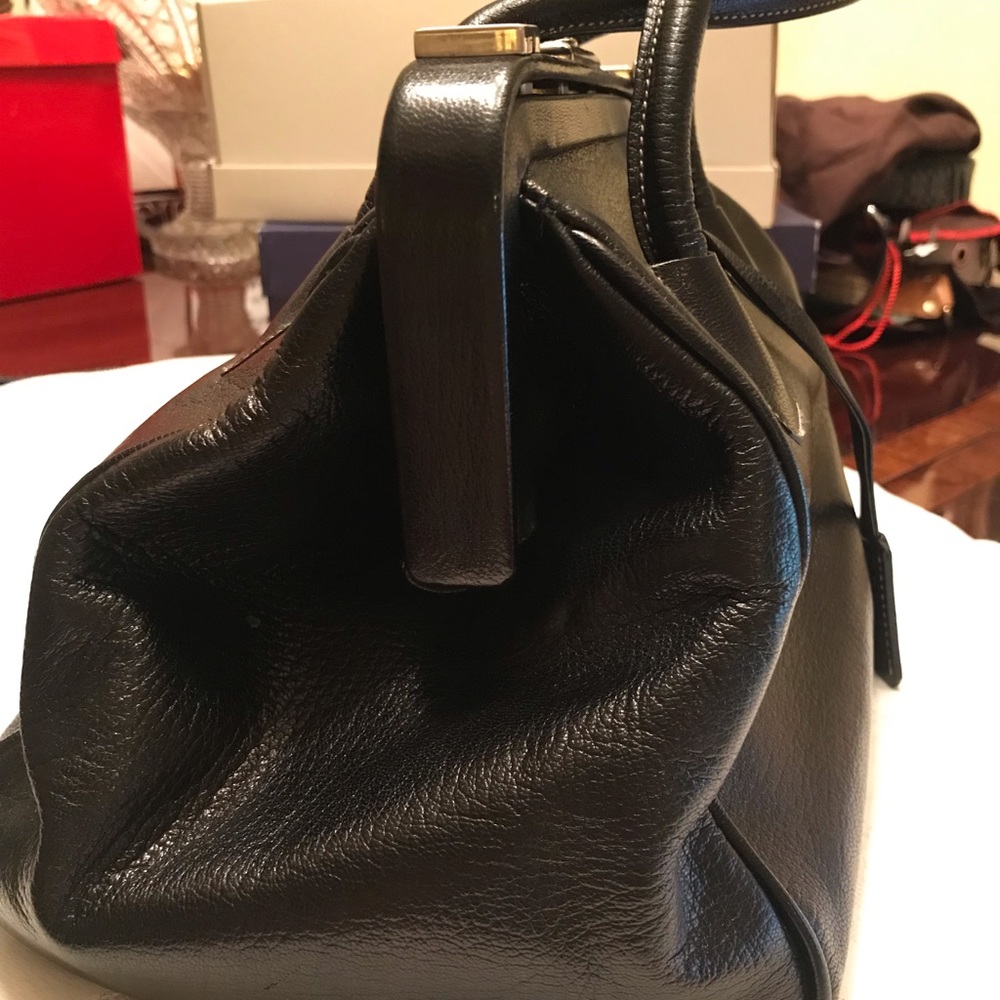 Prada Black Leather Madras Cerniera  Doctor Bag - Picture 7 of 8